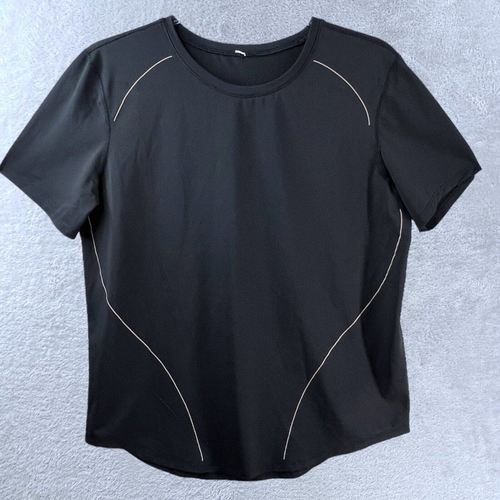 lululemon athletica Black Short Sleeve Tee with Contrast Piping